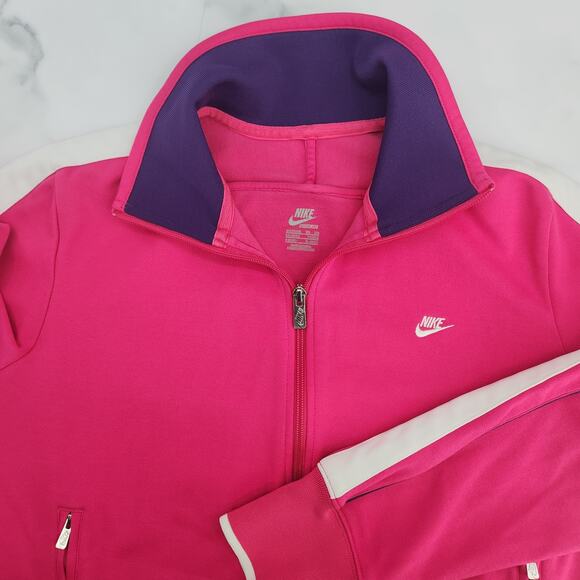 XL Nike sportswear full zip up pink white purple collar Jacket Y2K 90s 2000s - Picture 1 of 11